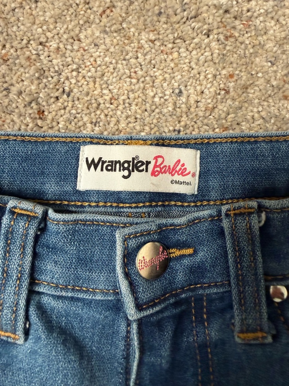 Barbie Wrangler Blue Denim Girls Jeans 2 Pair with Pink Accents size 12 - Picture 5 of 14